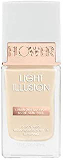 Flower Beauty Light Illusion Foundation with SPF 18 - Liquid Foundation Makeup with Buildable Coverage & Breathable/Lightweight Formula - Natural Complexion (Shell)