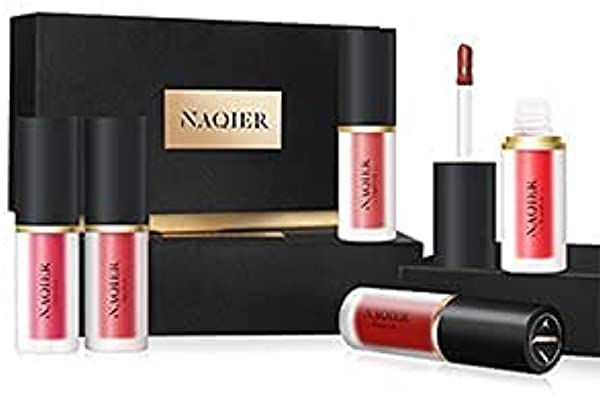 NAQIER 6Pcs Matte Liquid Lipstick Makeup Set Kits Lip Gloss Long Lasting Lipstick Waterproof Velvet Lip Makeup Gift Sets for Girls and Women + 8Pcs Matte Lip Liner Set With Sharpener