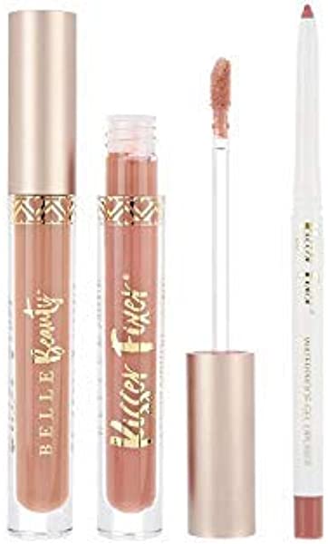 Belle Beauty by Kim Gravel Kisser Fixer Lip Kit Trio - Waterproof Gel Lip Liner, Long Lasting Lipstick, and High Shine Lip Gloss - True Nude