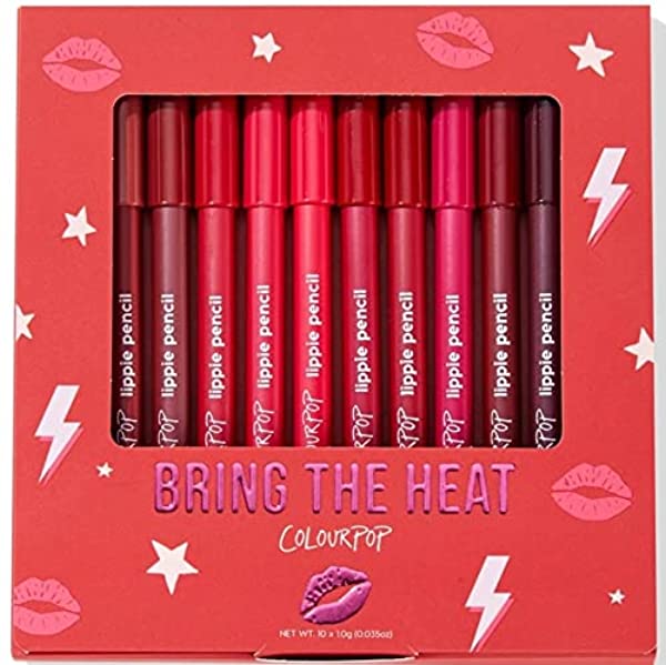 Colourpop "Bring the Heat' Lippie Pencil Vault - Set of 10 Iconic Red Lip Liners, New in Box