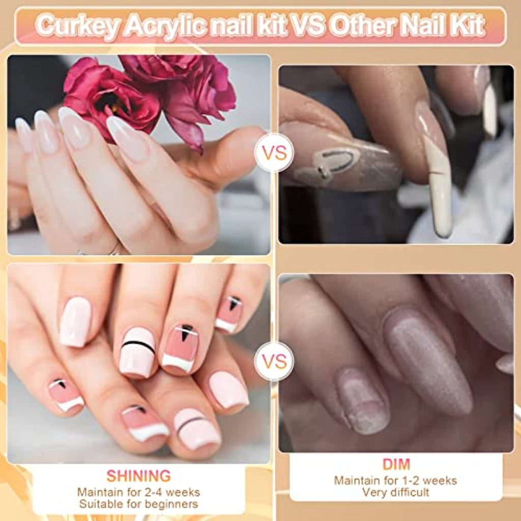 Curkey Acrylic Nail Kit 24 Colors of Glitter Acrylic Powder Liquid M