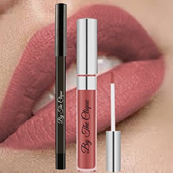 By The Clique Premium Lip Kit | Deep Pink Nude Lipstick and Liner Set | Beach Babe
