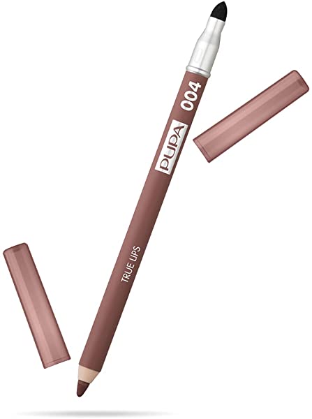 Pupa Milano True Lips Blendable Lip Liner - Lip Contour Pencil With Intense Ultra-Pigmented Color - For Perfectly Drawn and Defined Lips - Sophisticated Matt Effect - 004 Plain Brown- 0.042 Oz