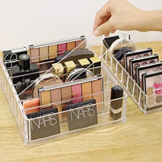 Feadem 8 Space Makeup Organizer, Detachable Desktop Cosmetic Holder Acrylic (Eyeshadow, Highlighter, Powder, Blush) Compact Makeup Organizer, Cosmetic Storage