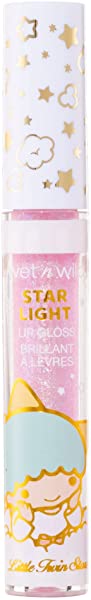 Wet n Wild Little Twin Stars Star Light High Shine Glitter Lip Gloss | Hydrating | Aloe Vera | Antioxidant | Pink, My Lucky Star