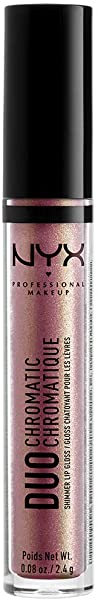NYX PROFESSIONAL MAKEUP Duo Chromatic Lip Gloss - Spring It On, Sheer Deep Pink Base With Gold Duo Chrome
