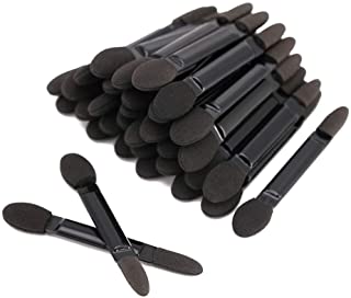 100pcs Sponge Eyeshadow Brush Black Double Sided Eyeshadow Applicator Disposable Makeup Brush for Home and Salon