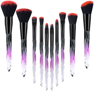 10pcs Makeup Brush Set - Cosmetic Foundation Brush For Liquid Makeup Contour Eyeshadow Blush Brush Black Red Acrylic Handle Special Makeup Brushes Kit