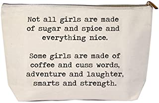 Jules Natural Canvas Extra Large Makeup Zipper Bag Not All Girls Are Sugar And Spice (Large)
