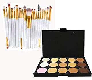 Glamza 20pc White Eye And 15pc Contour Pallet Eye Makeup Brush Set