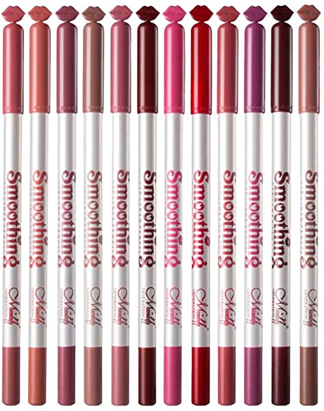 Homyl 12pcs Professional Lip Liner Beauty Pencil Fuller Lips Eye Shadow Make Up Pen Tool Lip Crayon Matte