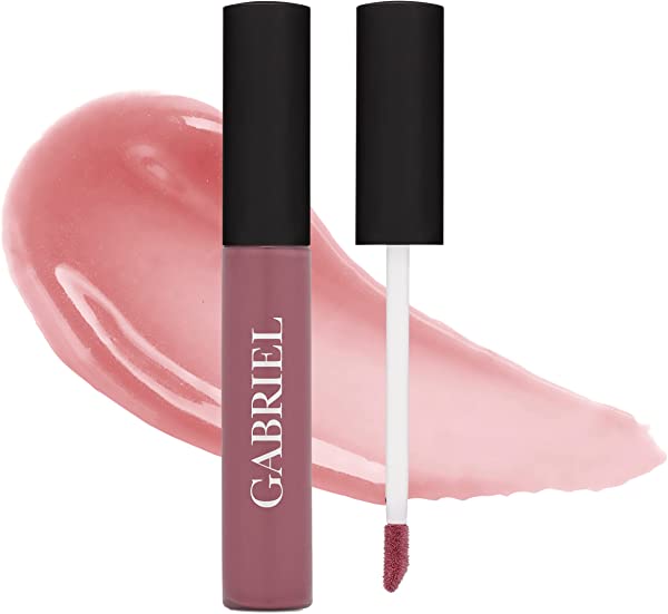 Gabriel Cosmetics Lip Gloss (Soft Berry - Rose Nude/Cool Crème), Natural Lipgloss, Paraben Free, Vegan, Gluten-free,Cruelty-free, Non GMO, High performance and long lasting, Infused with Jojoba Seed Oil and Aloe, .27 fl oz.