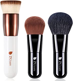 DUcare Kabuki Foundation Powder Blus Brushes Set 3 PCS - Buffing Stippling Liquid Blending Mineral Powder Makeup Tools