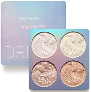 Ardorlove Highlighter Powder Palette, Face Contour Powder, Illuminator Powder Palette Highlighter Baked Waterproof Long Lasting Brilliant Highlighters Lighten Skin Color