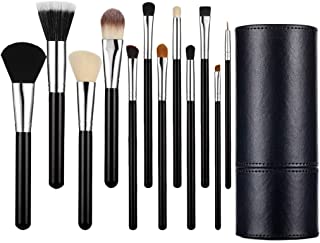 CFSNCM 12pcs Professional Makeup Brushes Set Foundation Big Loose Powder Contour Eyeshadow Eyeliner Eyebrow with Black Cylinder