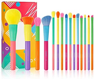 SMLJLQ 15pcs Makeup Brushes Professional Powder Foundation Eyeshadow Make up Brush Set Synthetic Hair Colourful Makeup Brushes