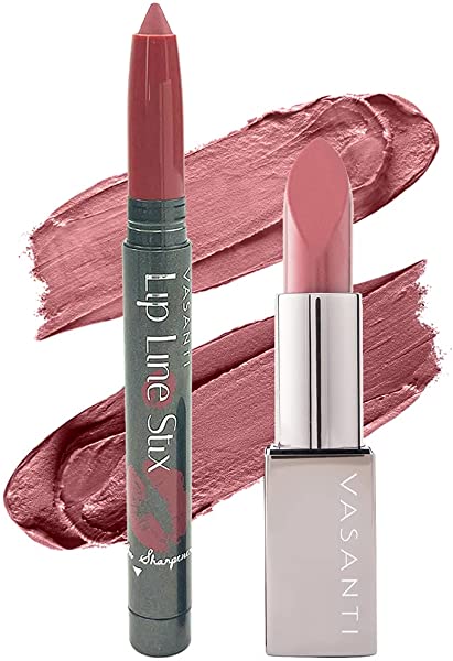 VASANTI Lip of the Day Smart and Sassy - Natural Instinct + Me Time - Matte, Long-lasting, Longwear Lip Liner Lipstick - Natural, Organic, Paraben-Free Lip Kit