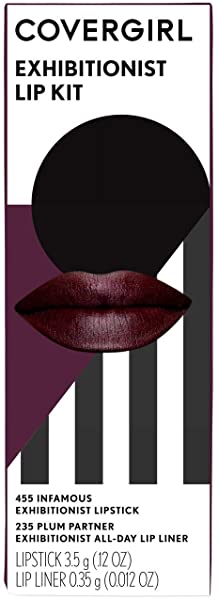 COVERGIRL Exhibitionist Lip Kit (lip Stick & All-day Lip Liner), Lipstick:infamous/liner: Plum Partner, 2 Count