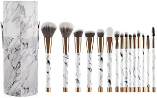 UNIMEIX Makeup Brushes 15 Pieces Makeup Brush Set Premium Face Eyeliner Blush Contour Foundation Cosmetic Brushes for Powder Liquid Cream With Marbling brush holder