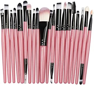AMarkUp 20 Pcs Pro Makeup Brush Set Powder Foundation Eyeshaow Eyeliner Lip Conclear Cosmetics Blending Brushes (Pink+Black)