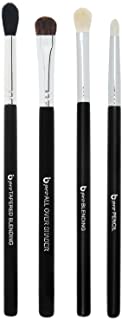 Basic Eyeshadow Makeup Brush Set - Beauty Junkees 4pc Professional Eye Make Up Brushes for Eye Shadow Blending, Pencil Smudger, All Over Shader, Tapered Blender, Black Labeled, Affordable