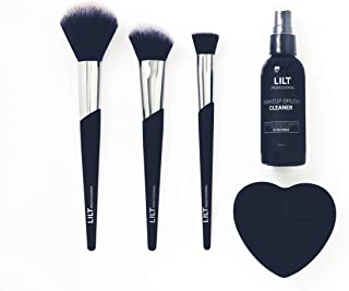 LILT BEAUTY Professional Makeup Brush Set with Brush Cleaner – Brushes for Concealer Foundation Powder Blush and Contour with High-End Bristles – Apply Cream Liquid or Powder – 5 Piece Make Up Kit