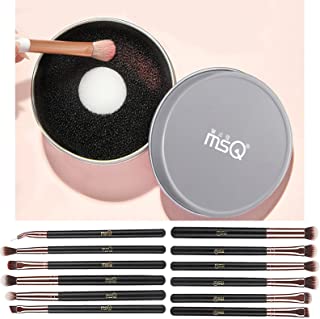 MSQ Brush Cleaner Color Removal Sponge Remove Shadow Color from Brush and Eye Makeup Brushes 12pcs Rose Gold Eyeshadow Makeup Brushes Set