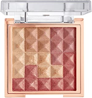 Flower Beauty Highlighter and Blush Makeup Powder for Face and Cheeks, Pyramid Pressed Pigments Cheek Color and Illuminator (Peach Glow)