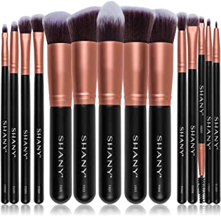 SHANY Rose All Day 14-Piece Brush Set – Elite Cosmetics Brush Collection - Complete Kabuki Makeup Brush Set in Rose Gold - 14 PCS