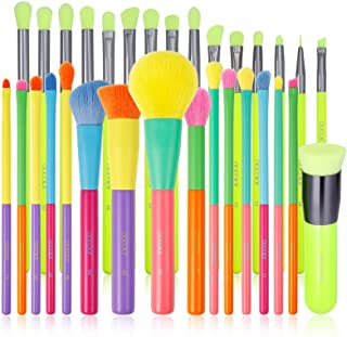 Docolor 15Pcs Eye Makeup Brushes Set + 15Pcs Colourful Makeup Brush Set + Flat Top Kabuki Foundation Brush Premium Kabuki Foundation Blending Face Powder Synthetic Makeup Brush Set