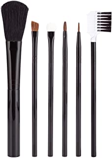 6-Piece Cosmetic Makeup Brush Set and Travel Pouch, Includes Powder Brush, Eye Applicator, Lip Brush, Lash Comb, Eye Shadow Brush, and Eyeliner Brush