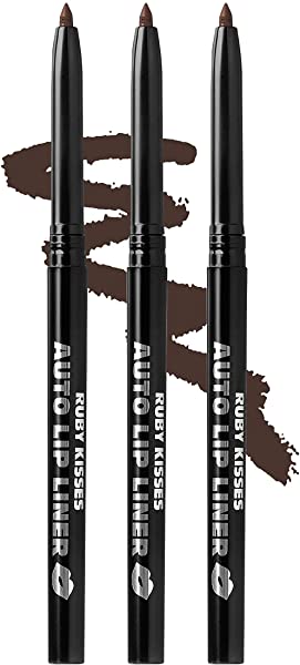 Ruby Kisses Auto Lip Liner 3 PACK (Dark Brown)