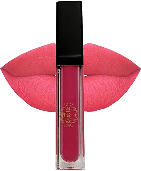 Giselle Cosmetics Long-Lasting Matte Liquid Lipstick for All-Day and Waterproof Wear, Electric Pink #02, 0.81 oz.