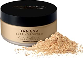 Aesthetica Banana Loose Setting Powder - Flash Friendly Superior Matte Finish Highlighter & Finishing Powder - Includes Velour Puff