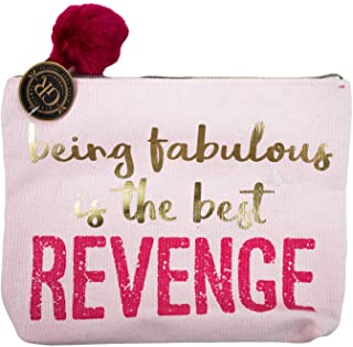 Being Fabulous is the Best Revenge - Cotton Canvas Makeup Bag Travel Pouch With Zipper (6" X 8.5")