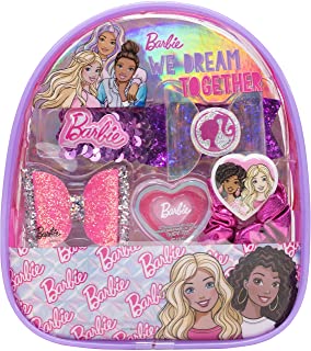 Barbie - Townley Girl Backpack Cosmetic Makeup Gift Bag Set Includes Lip Goss, Hair Accessories and Printed PVC Back-Pack for Kids Toddler Girls, Ages 3+ Perfect for Parties, Sleepovers and Makeovers